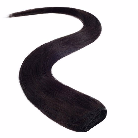 Wildest Dreams Clip In Half Head Human Hair Extension 18 Inch - 1B Barely Black
