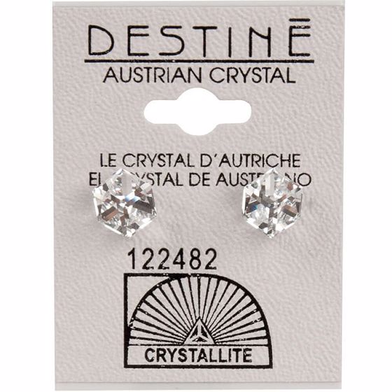 Crystallite Clear Tilted Cube Ear Studs 6mm