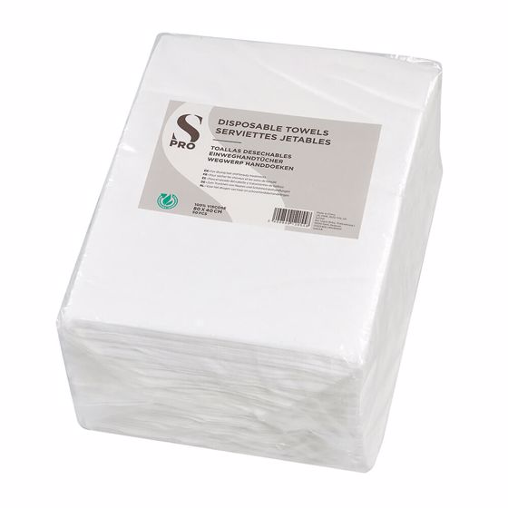 S-PRO Disposable Towels, White, Pack of 50