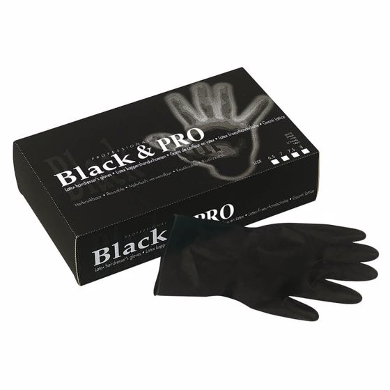 Sibel Black & Pro Latex Gloves Size 6.5, 10 Pairs