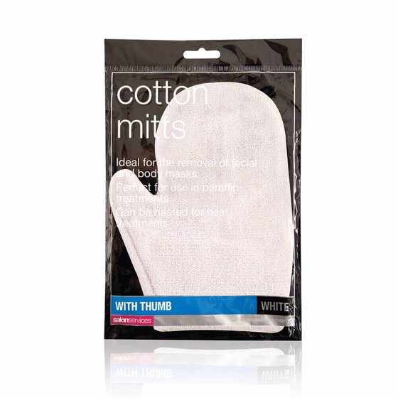 Salon Services Cotton Mitts With Thumb White One Pair