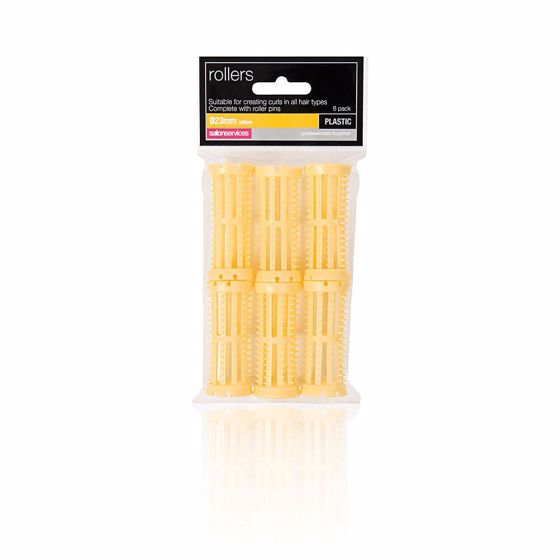 Salon Services Plastic Rollers Yellow 23mm Pack of 6