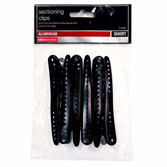 Salon Services Black Sectioning Clips Short, Pack of 6